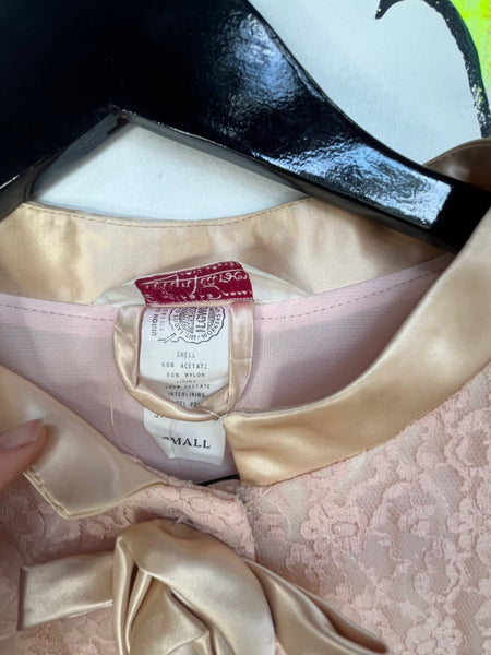 Vintage 50s 60s Pastel Pink Quilted Lounge Babydoll Nighty Robe Cozy Housecoat S