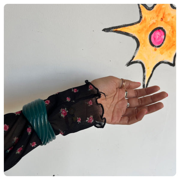 Vintage Lucite Art Deco Ripple Buch and Deichmann Cuff Bracelet