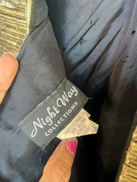 Vintage 80s 90s Black & Gold Velvet Party Mini Dress – Glam Goth – Sz 10 Petite