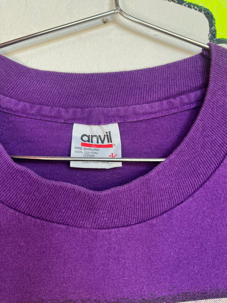 Vintage 90s Native American Dreamcatcher Skull Tee Purple Boho Grunge T Shirt L