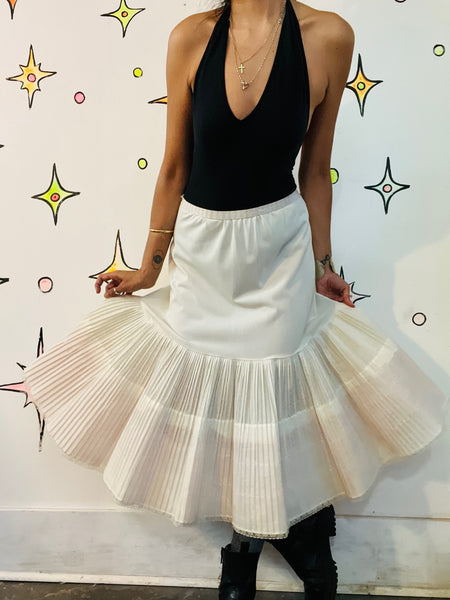 Vintage White Pink Crinoline Ruffles Layered Lace Coquette Babydoll Petticoat M