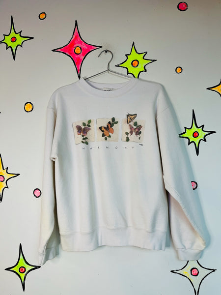 Vintage 90s Butterfly Sweatshirt Soft Grunge Y2K Pullover Cozy Boho Loungewear M