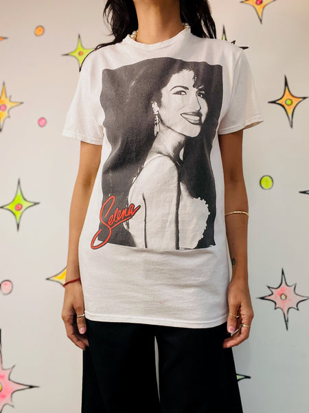 Vintage 90s Y2K Selena Tee – White Iconic Selena Quintanilla T-Shirt – Size S