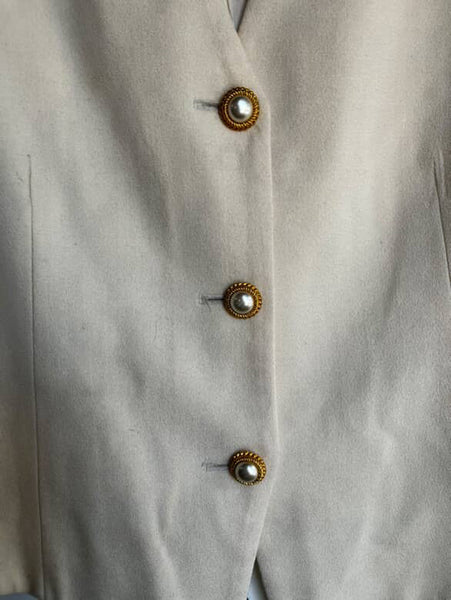 Off White Oversized Vest with Gold Buttons - Rococo Victorian Revival - Size M