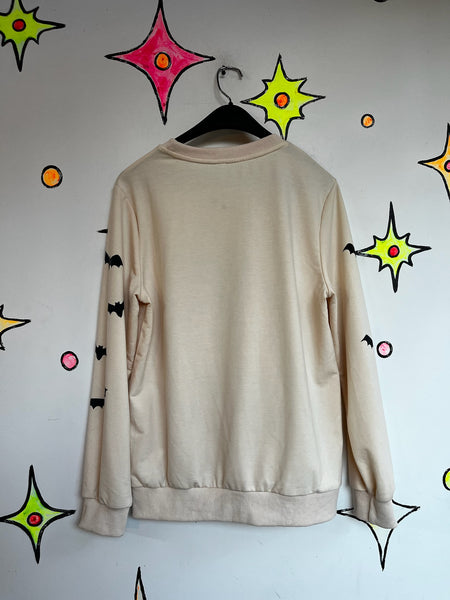 Vintage Halloween Sweater Witchy Black Cat and Pumpkin Size M
