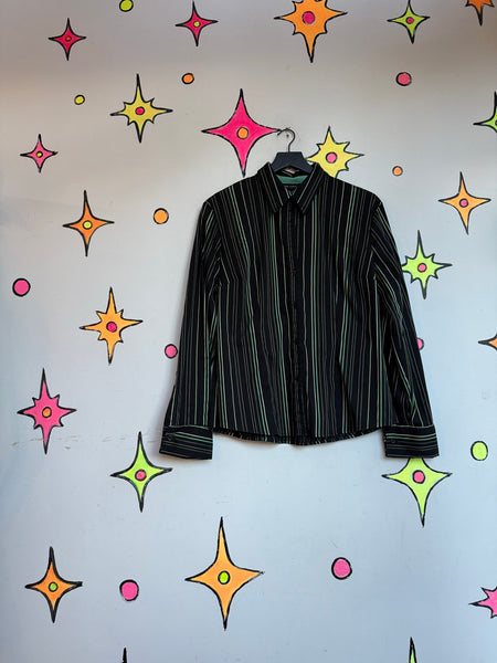 Y2K Pinstripe Shirt | Fairy Grunge Mall Goth Indie Sleaze Dark Academia L/XL