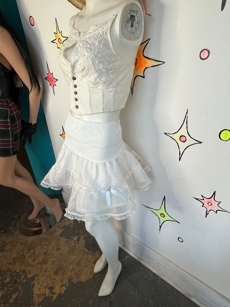 Crinoline Petticoat Skirt – Lace Bow Lolita Coquette Rococo Kawaii Babydoll XS