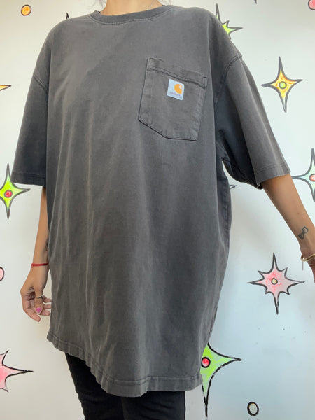 Vintage 90s Y2K Carhartt Gray Tee Grunge Streetwear Workwear Unisex T Shirt | XL