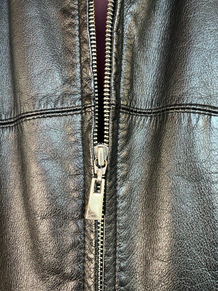 Vintage 90s Y2K Black Leather Grunge Zip Up Racing Jacket – Wilsons Leather – L