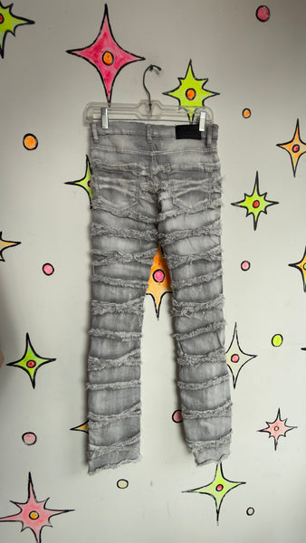 Y2K Low Rise Distressed Jeans Gray Wash Denim Fairy Grunge Boho 2000s - 16