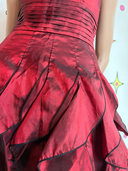Y2K Red Iridescent Party Dress | Fairy Goth Coquette Glam Mini Dress Medium