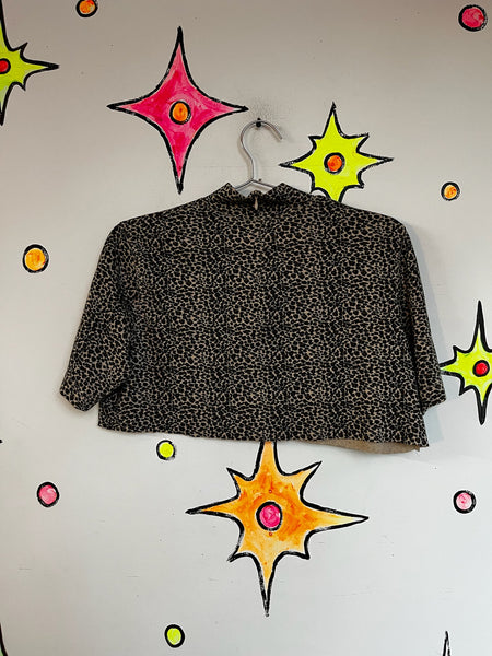 Vintage Cropped Cutoff Tee - Leopard Print - 90s Grunge Glam - Size Small