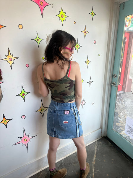Vintage 90s Denim Mini Skirt Grunge Skater Y2K Emo Jean Skirt Size S