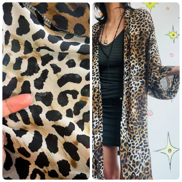 Vintage Sheer Leopard Robe – Boho Grunge Lingerie Festival Layering Piece – M