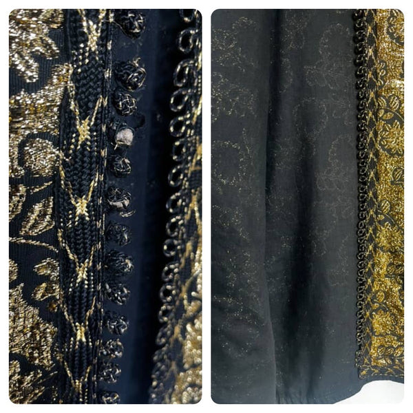 Vintage 60s 70s Bohemian Afghan Waistcoat Vest Golden Embroidered Layering Piece