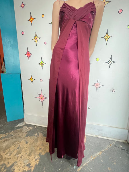 Romantic 90s Formal Maxi Dress Fairy Grunge Goth Goddess Vamp Prom Slip Gown - S