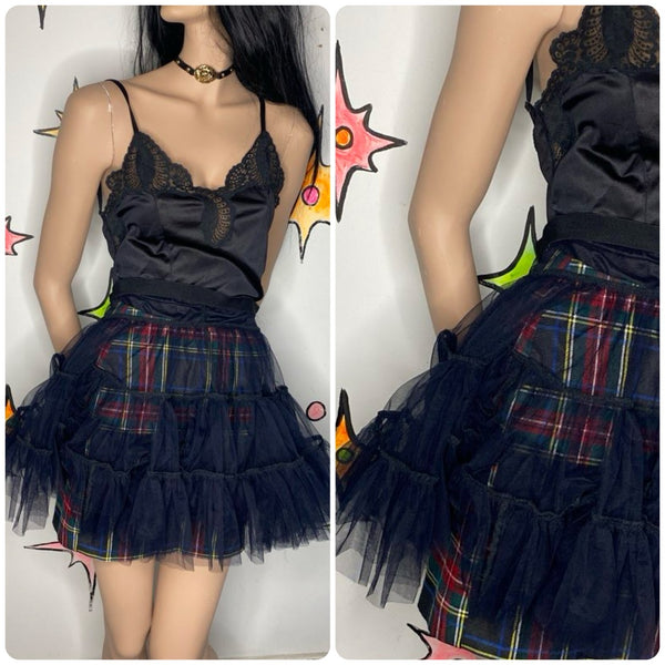 Black Tulle Tutu Skirt | Whimsy Goth Coquette Fairy Crinoline Cupcake Skirt M