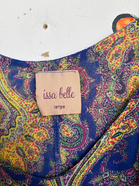 Vintage Y2K Pure Silk Paisley Tiered Cami Boho Fairy Grunge Blouse L