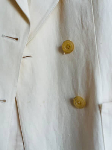 Vintage 90s DKNY Cream Linen Suit | Double Breasted Blazer & Mini Wrap Skirt | 4