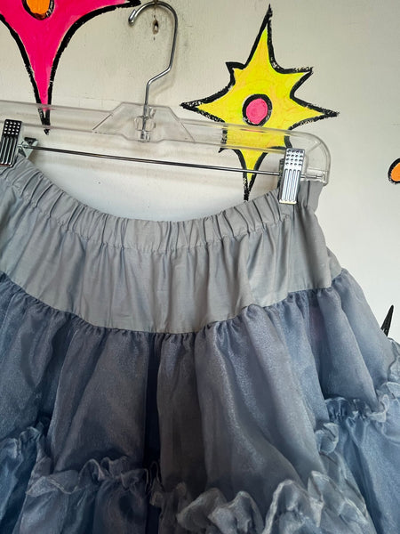 Vintage Square Dance Petticoat 50s Blue Poofy Crinoline Skirt Rockabilly Pinup M