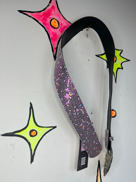 Y2K Purple Sparkly Belt Glitter Rhinestone Buckle Rave McBling Cyber