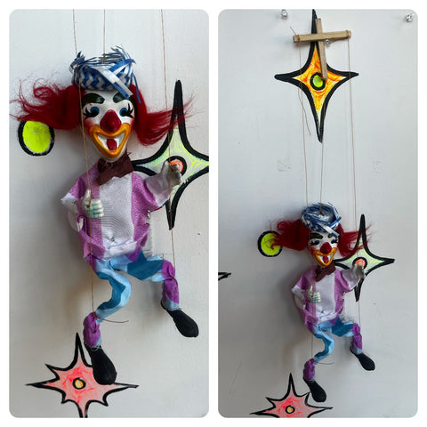 Vintage 60s 70s | Clown Puppet Mexican Handmade Creepy Cute Marionette