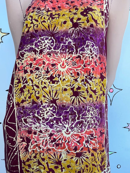 Hawaiian Summer Fringe Mini Dress Boho Grunge Tie Dye Western Cotton Festival ML