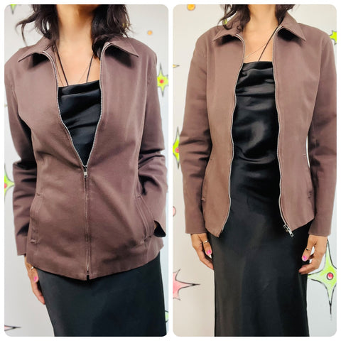 Vintage 90s GAP Zip Up Fairy Grunge Retro Moto Jacket Cotton Stretch Size 6