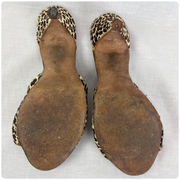 50s Leopard Springolators Frederick's of Hollywood - Pinup Bombshell Mules - 6.5