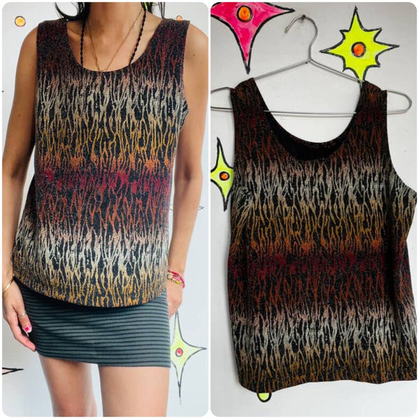 Y2K Shiny Metallic Flames Top | Moto | Grunge| Goth – CHICOS Design – Fits XL