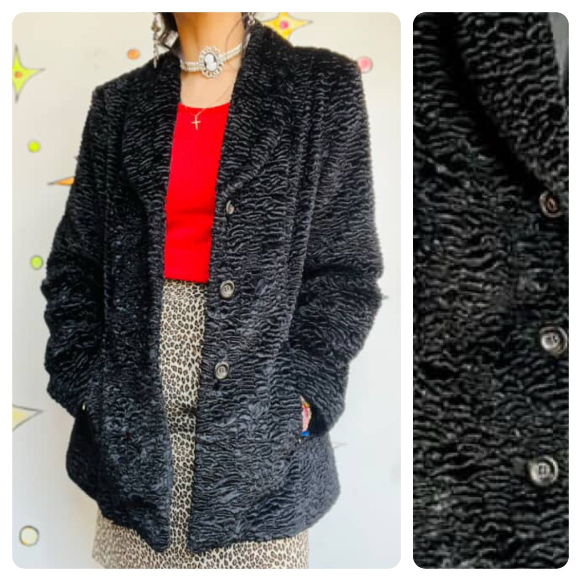 Vintage 90s Vegan Lamb Faux Fur Coat – Style Co. – Soft Textured Grunge Glam – M