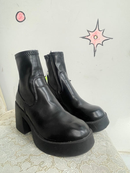 Steve Madden Black Platform Ankle Boots Goth Grunge Chunky 90s Emo Size 7