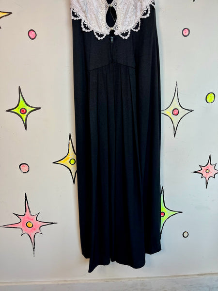 Vintage 90s Black & White Lace Dress – Victorian Formal – Scott McClintock – M