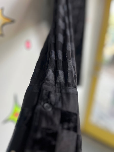 Vintage 90s | Sheer Black Checkered Velvet Burnout Goth Shirt Dress | Size L