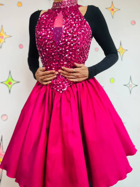 Vintage 80s Pink Sequin Poofy Prom Party Dress – Crinoline Glam Princess Small