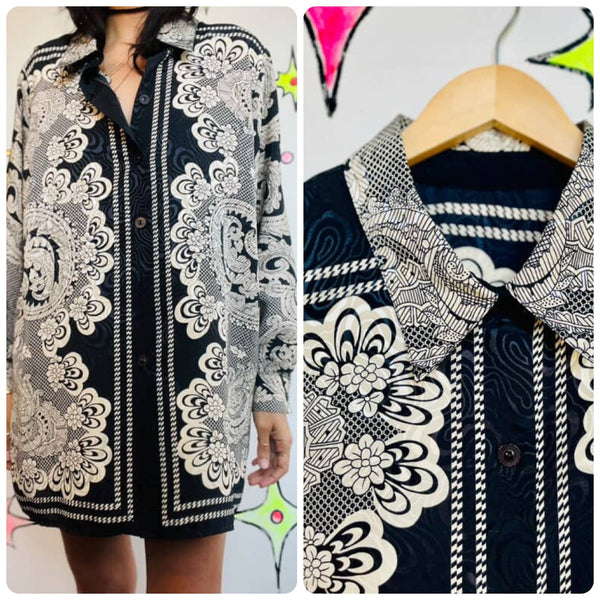 Vintage 80s Paisley Boho Fairy Grunge Whimsy Goth Flowy Blouse – XL+ Howard Wolf
