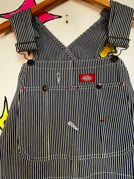 Vintage Dickies Railroad Pinstripe 38x30 Denim Bib Overalls Workwear Grunge XL