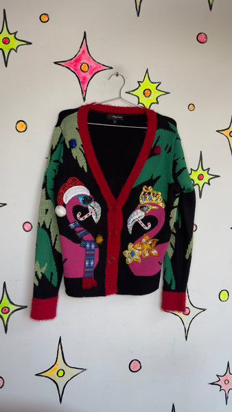 Y2K Christmas Cardigan Ugly Sweater Holiday Party Knit Cozy Vintage Style L