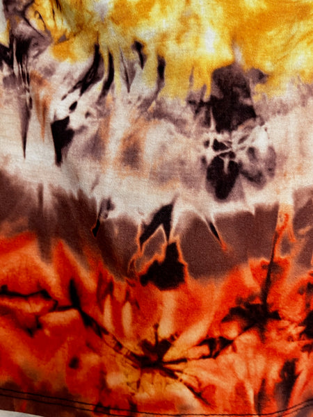 Y2K Orange Fairy Grunge Beaded Tie-Dye Halter Top – Vintage Boho Tee – XS/S