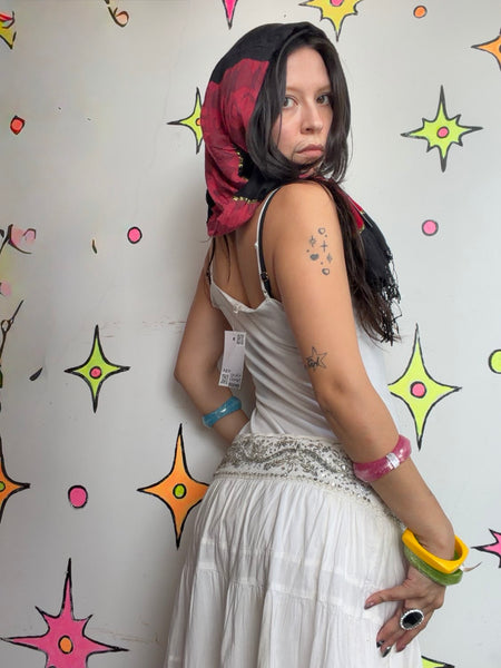 Black Red Gauzy Scarf Wrap Whimsy Goth Grunge Witchy Boho Layering Shawl