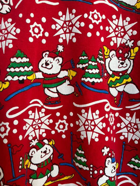Vintage 80s Puffy Paint Teddy Bears Snowflakes Tacky Ugly Christmas Sweater ML