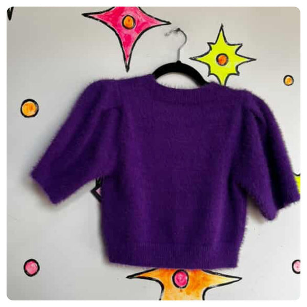 Vintage Purple Fuzzy Crop Top - 90s Grunge Emo Whimsy Goth - Soft & Edgy - Small