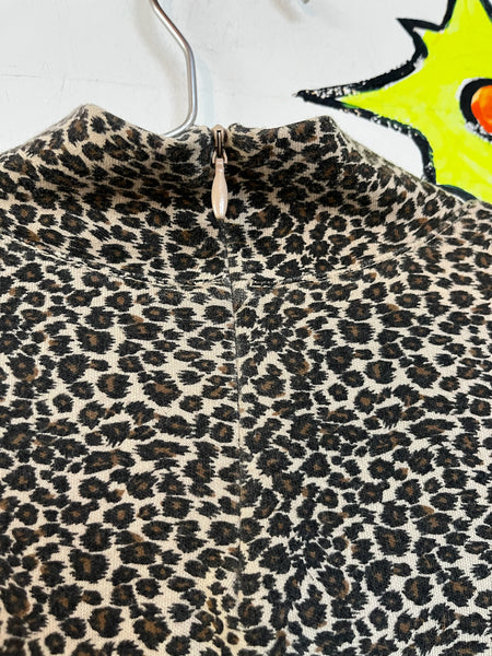 Vintage Cropped Cutoff Tee - Leopard Print - 90s Grunge Glam - Size Small