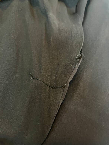 Vintage Tulle Mermaid Ruffle Hem Maxi Dress Black Lace Old Hollywood Glam 1930s