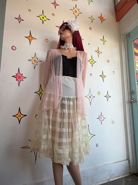 Vintage Off-White Fluffy Lace Petticoat Layering Underskirt Lolita Soft Grunge S