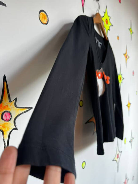 Vintage Black Hooters Long Sleeve Tee ' Waitress Cosplay Uniform Graphic Shirt XS