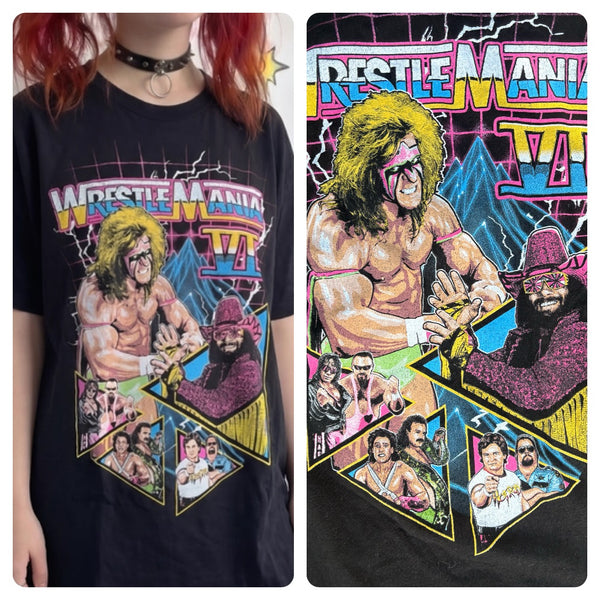 Wrestle Mania Ultimate Warrior Tee WWF Grunge Novelty T-Shirt M