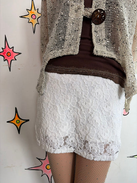 Sheer Crochet Boho Top Layering Piece Shrug Fairy Grunge Post-Apocalyptic S