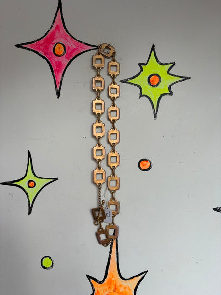 Gold Tone Geometric Hoop Belt Boho Western Grunge Statement Cinch | OS