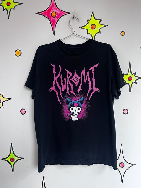 Y2K Kuromi Black Tee - Sanrio Official Merch - Gothic Cute Graphic T-Shirt SM